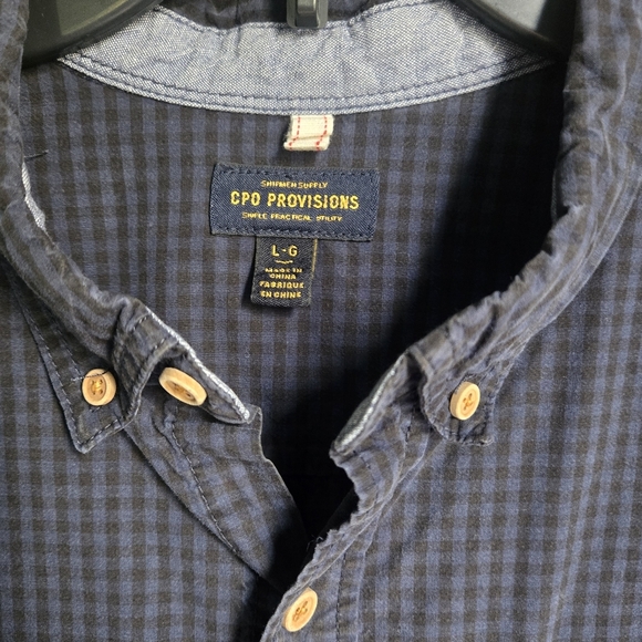 CPO Provision Navy Checkered Button-Up Shirt - Picture 3 of 4